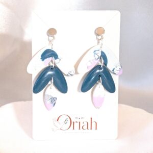 boucles-oreilles-pendantes-eventail-articule-bleu-canard-rose-argent-oriah Eliana aquarelle